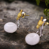 Real 925 Sterling Silver Natural Stone Creative Handmade Fine Jewelry Lovely Bird Dangle Earrings for Women Brincos