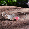 Real 925 Sterling Silver Natural Stone Creative Handmade Fine Jewelry Playing Cat Fashion Bracelet for Women Bijoux