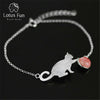 Real 925 Sterling Silver Natural Stone Creative Handmade Fine Jewelry Playing Cat Fashion Bracelet for Women Bijoux