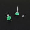 Real 925 Sterling Silver Natural Stone Creative Handmade Fine Jewelry Vintage Flower Stud Earrings for Women Brincos