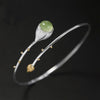 Real 925 Sterling Silver Natural Stone Handmade Designer Fine Jewelry Elegant Lotus Buds Bangles Earrings for Women