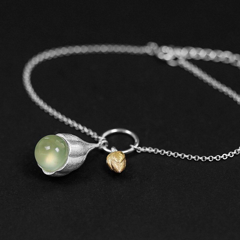 Real 925 Sterling Silver Natural Stone Handmade Designer Fine Jewelry Elegant Lotus Buds Bracelets Earrings for Women