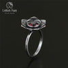 Real 925 Sterling Silver Natural Stone Handmade Original Designer Fine Jewelry Vintage Pure Lotus Female Rings Bijoux