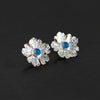 Real 925 Sterling Silver Natural Stone Original Handmade Fine Jewelry Peony Flower Stud Earrings for Women Brincos