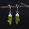 Real 925 Sterling Silver Natural Stone Original Handmade Fine Jewelry Vintage Elegant Drop Earrings for Women Brincos