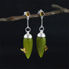 Real 925 Sterling Silver Natural Stone Original Handmade Fine Jewelry Vintage Elegant Drop Earrings for Women Brincos
