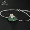 Real 925 Sterling Silver Natural Stones Creative Handmade Fine Jewelry Lotus Whispers Bracelet for Women Brincos