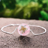 Real 925 Sterling Silver Natural Stones Creative Handmade Fine Jewelry Lotus Whispers Bracelet for Women Brincos