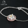 Real 925 Sterling Silver Natural Stones Creative Handmade Fine Jewelry Lotus Whispers Bracelet for Women Brincos