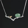 Real 925 Sterling Silver Natural Stones Handmade Fine Jewelry Retr Bird Necklace with Pendant for Women Bijoux