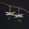 Real 925 Sterling Silver Natural Style Handmade Fine Jewelry Cute Dragonfly Drop Earrings for Women Brincos