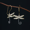 Real 925 Sterling Silver Natural Style Handmade Fine Jewelry Cute Dragonfly Drop Earrings for Women Brincos