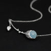 Real 925 Sterling Silver Necklaces Pendants for Women Blue Aquamarine Fine Jewelry Flower Buds Long Statement Necklace