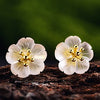 Real 925 Sterling Silver Stud Earring Natural Crystal Handmade Fine Jewelry Flower in the Rain Stud Earrings for Women