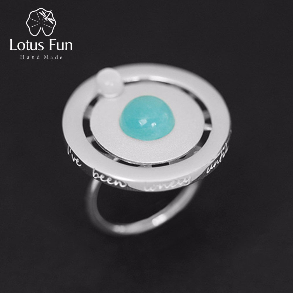 Real 925 Sterling Silver Valentine's D Gift You Are My Planet Creative Design Handmade Fine Jewelry Rotatable Ring