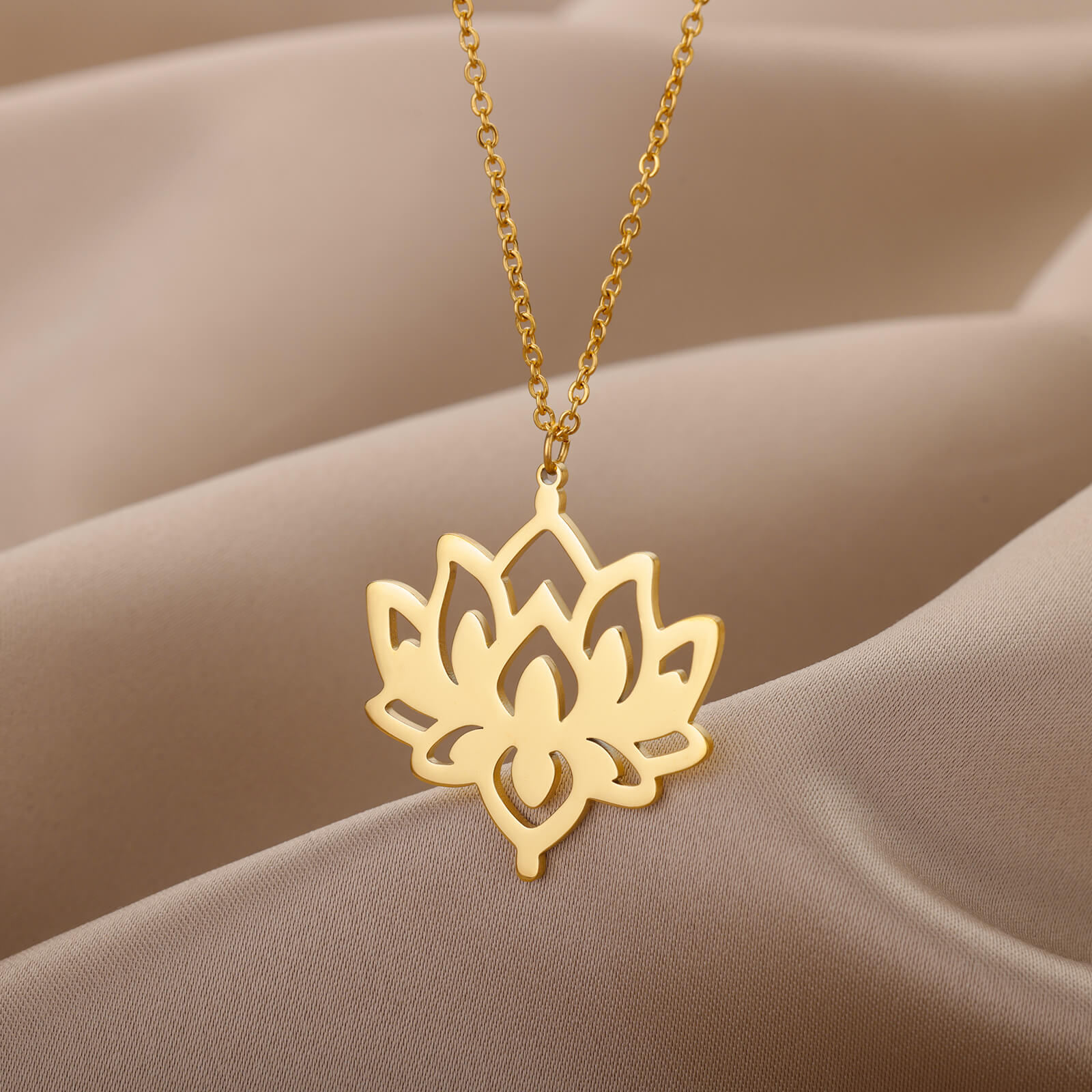 Lotus Pendant Necklace for Women Stainless Steel Flower Necklaces 2023 Trend Yoga Chakra Jewerly Christmas Gift collares mujer