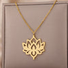 Lotus Pendant Necklace for Women Stainless Steel Flower Necklaces 2023 Trend Yoga Chakra Jewerly Christmas Gift collares mujer