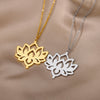 Lotus Pendant Necklace for Women Stainless Steel Flower Necklaces 2023 Trend Yoga Chakra Jewerly Christmas Gift collares mujer