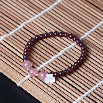 14K gold Garnet bracelets handmade DIY temperament natural Garnet Strawberry Quartz bracelets for women charms jewelry
