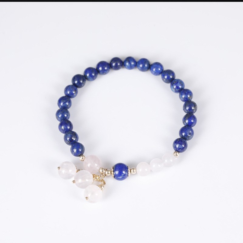 14K gold rose quartz lapis bracelets r natural pink crystal rose quartz lapis bracelets for women fashion jewelry gift