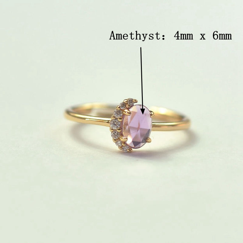 925 sterling silver Amethyst rings gold natural Amethyst fashion luxurious adjustable rings for women fine jewelry gift