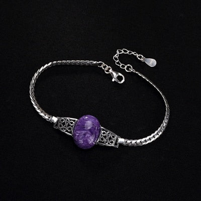925 sterling silver Charoite bracelets handmade Charoite natural bracelets for women personality charoite jewelry gift