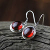 925 sterling silver Garnet agate earrings handmade natural red garnet green agate openwork earrings for women jewelry