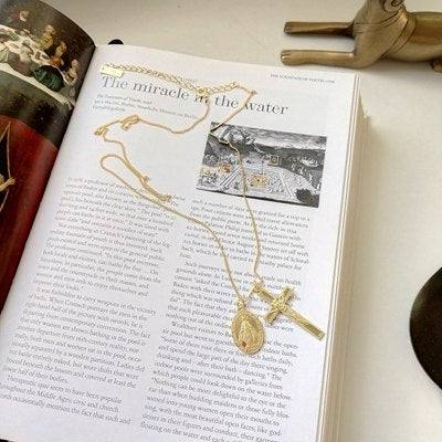 925 sterling silver Maria Jesus Cross pendant necklace gold double pendant necklace Sweater chain for women fine jewelry