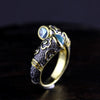 925 sterling silver Topaz rings handmade loves' Enamel adjustable natural topaz stone rings for women men fine jewelry