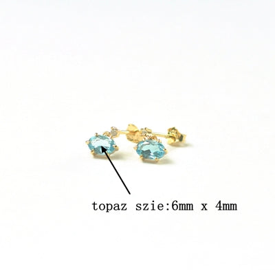 925 sterling silver blue topaz stud earrings natural Switzerland topaz luxurious earrigns for women festival jewelry