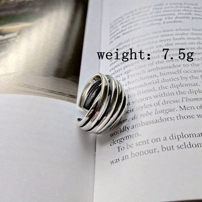 925 sterling silver caross line rings silver vintage line design fashion temperament open rings for women fine jewelry