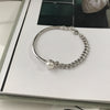 925 sterling silver chain asymmetry bracelets bangles silver fashion wild pearl bracelets for women party jewelry gift