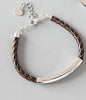 925 sterling silver cowhide weave bracelets&bangles handmade fashion round tube adjustable bracelets for women jewelry