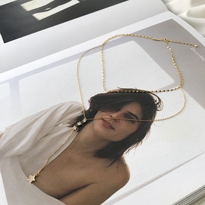 925 sterling silver double layer zircon star necklace gold fashion design pendant necklace for women fine jewelry charm