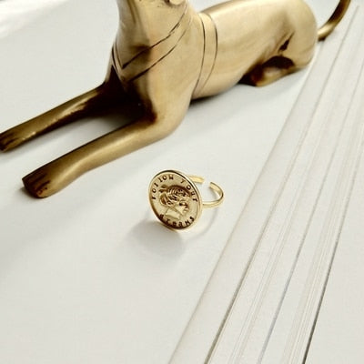 925 sterling silver figure coin rings gold round long hair girl figure emboss open rings for women 2020 charm jewelry