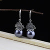 925 sterling silver garnet earrings red round handmade flowers shell pearl garnet drop earrings for women charm jewelry