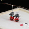 925 sterling silver garnet earrings red round handmade flowers shell pearl garnet drop earrings for women charm jewelry
