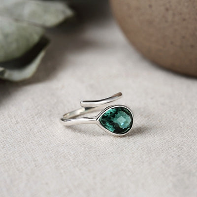 925 sterling silver green&pink crystal rings handmade natural Amazonite stone open rings for women luxurious jewelry