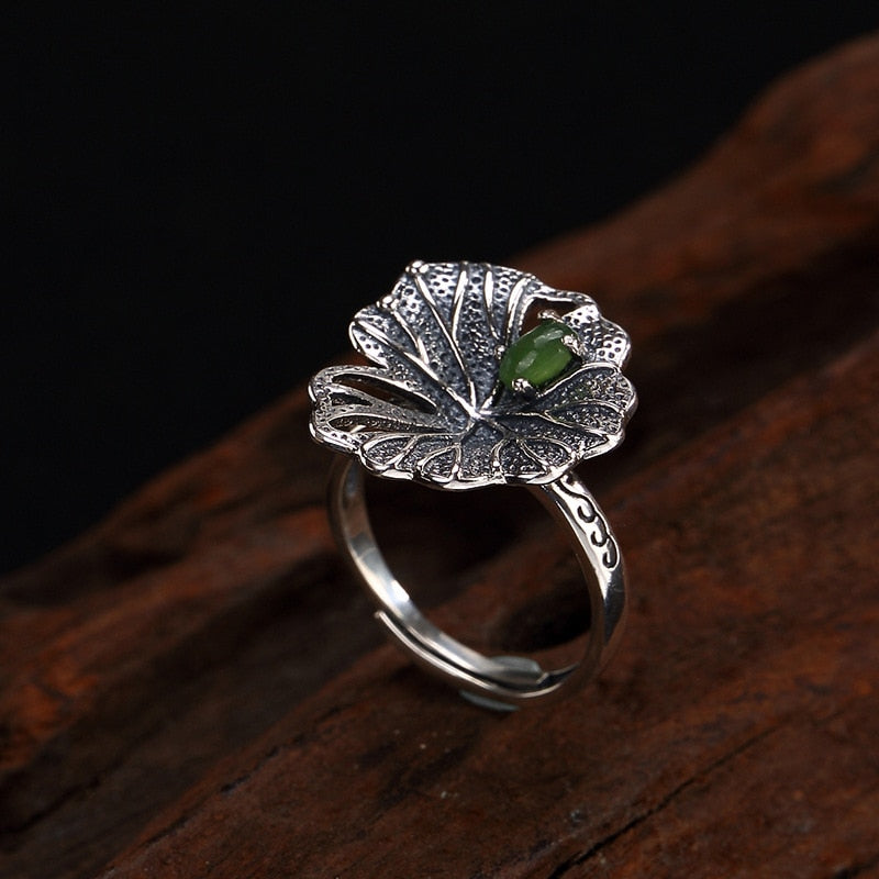 925 sterling silver leaves jasper jade rings elegant personality leaves jade rings for women 2020 fashion fine jewelry