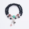 925 sterling silver natural black agate strawberry quartz bracelets natural stone Green Quartz agate bracelets for women