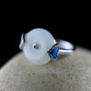 925 sterling silver natural hetian jade rings enamel process fashion temperament adjustable rings for women fine jewelry