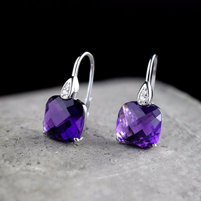 925 sterling silver natural stone Amethyst Citrine earrings pure handmade Amethyst citrine women drop earrings jewelry