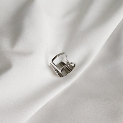 925 sterling silver new glossy wide face geometry rings silver Irregular cutting open rings for women creative jewelry
