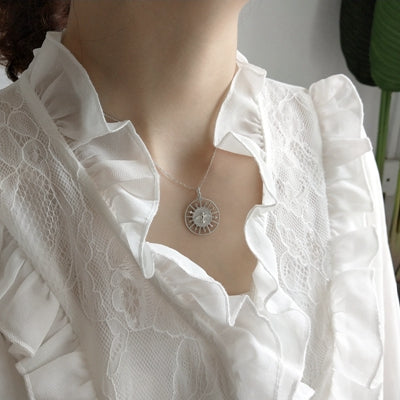 925 sterling silver openwork round bird pendant necklace gold lucky roulette creative necklace for women fine jewelry