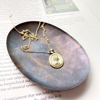 925 sterling silver relief figure pendant necklace gold fashion oval avatar necklace for women 2020 charms jewelry gift