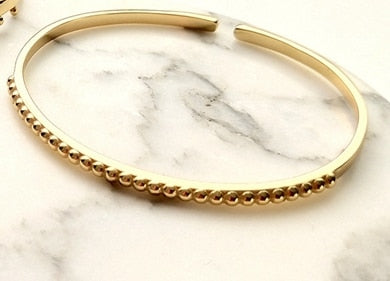 925 sterling silver side bead open bangle gold fashion Industrial wind design original bangles for women fine jewelry