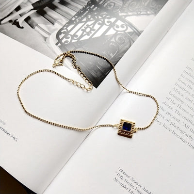 925 sterling silver square zircon choker necklace gold fashion wild short Clavicular chain zircon pendant necklace gift