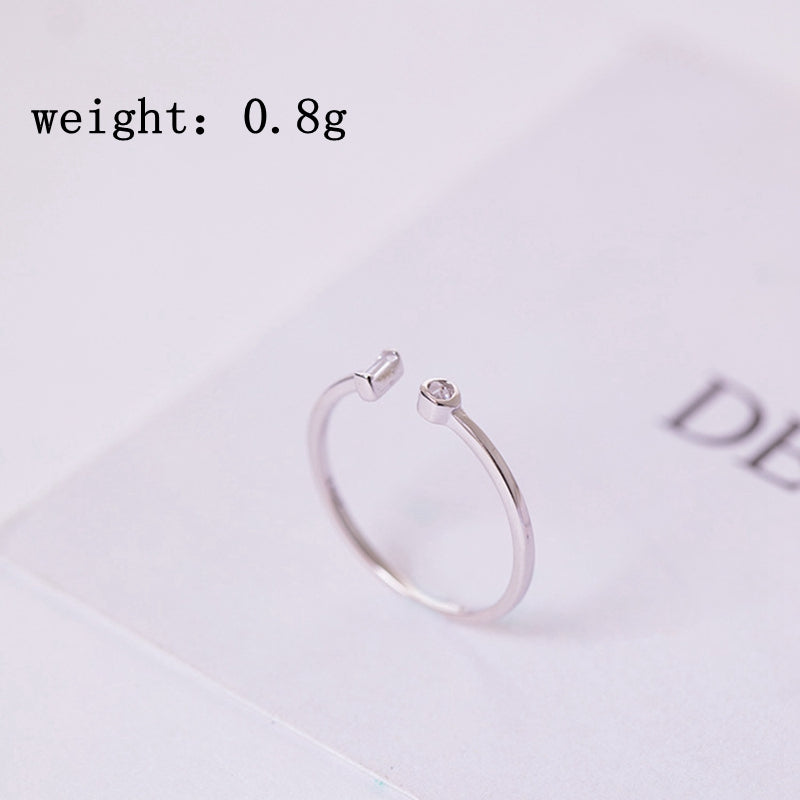 925 sterling silver square zircon rings fashion wild single circle adjustable open rings for women men lovers' jewelry