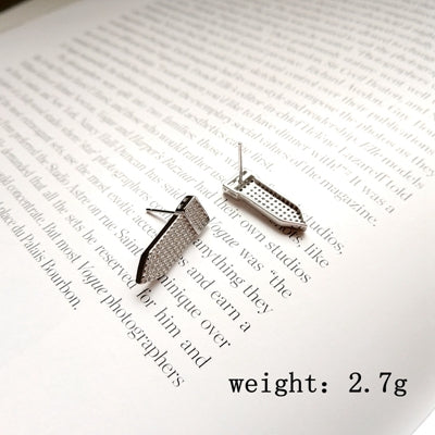 925 sterling silver strap zircon stud earrings fashion strap belt full zircon noble earrings for women fine jewelry