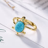 925 sterling silver turquoise tortoise rings natural Turquoise cute small animals adjustable rings for women jewelry